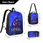 3Pcs Lamine Y-Yamal Theme Backpack Set for Kids Football Star Pen Bags Bookbag Sets with Lunch Box For School Students Daypack