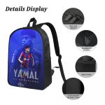 3Pcs Lamine Y-Yamal Theme Backpack Set for Kids Football Star Pen Bags Bookbag Sets with Lunch Box For School Students Daypack