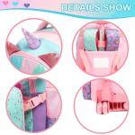3PCS Cute Rolling Backpack for Girls Backpacks with Wheels for Elementary Students Kids 3 in 1 Travel Luggage Carry on Suitcase