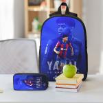 3Pcs Lamine Y-Yamal Theme Backpack Set for Kids Football Star Pen Bags Bookbag Sets with Lunch Box For School Students Daypack