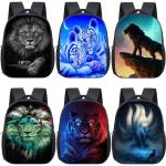 3D Tiger Lion Backpacks Kindergarten Bags Howling Wolf School Bags Animals Kids Bookbag Waterproof Mini Backpack for Boys Girls