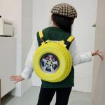 New Colorful Tyre Shaped Children's Schoolbag 3D Cartoon Backpack Large Capacity Kindergarten Shoulder Bag Kid Backpack