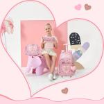 Kids Rolling Backpack for Girls Cute Bowknot Ribbon Backpacks with Wheels for Elementary Students School Trolley Bag on Wheels