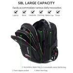 Waterproof Rolling Backpack for Women and Men Laptop Backpack with Wheels for Adults Carry on Backpack with Large Wheels for Tr