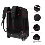 Rolling Backpack for Men Adults Business Carry on Luggage Laptop Wheeled Backpack Travel Suitcase Trolley Bag with Wheels,Black