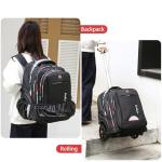 Waterproof Rolling Backpack for Women and Men Laptop Backpack with Wheels for Adults Carry on Backpack with Large Wheels for Tr