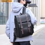 HOMEFISH Men Backpack PU Leather Bagpack Large Laptop Backpacks Male Mochilas Black Schoolbag For Teenagers Boys Brown Sac A Dos