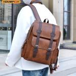 HOMEFISH Men Backpack PU Leather Bagpack Large Laptop Backpacks Male Mochilas Black Schoolbag For Teenagers Boys Brown Sac A Dos