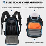 Travel Ski Boot Bag Backpack 50L Large Capacity Waterproof for Snowboard Boots Helmet Goggles Hang Skis Dry Wet Separation