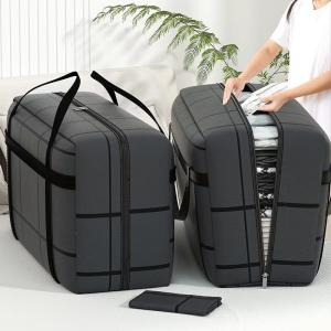 Large Capacity Portable Folding Duffel Bag Hand-Held Clothing Storage with Double Zipper Padded Wardrobe Organizer for Moving
