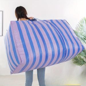 180L Large-capacity Car Travel Storage Bag, Quilt, Thickened Blue and White Nylon Bag, Duffel Bag, Portable Moving Bag