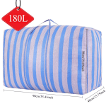180L Large-capacity Car Travel Storage Bag, Quilt, Thickened Blue and White Nylon Bag, Duffel Bag, Portable Moving Bag
