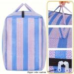 180L Large-capacity Car Travel Storage Bag, Quilt, Thickened Blue and White Nylon Bag, Duffel Bag, Portable Moving Bag