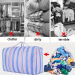 180L Large-capacity Car Travel Storage Bag, Quilt, Thickened Blue and White Nylon Bag, Duffel Bag, Portable Moving Bag