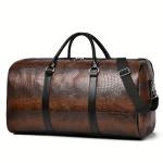 Large Capacity Retro Crocodile-Textured Travel Duffel Bag - Durable Unisex Vacation Luggage,  Versatile Gift for Men & Women
