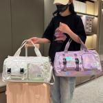 Large Capacity Women'S Nylon Travel Duffel Bag,Weekender Gym Tote with Shoe Compartment, Versatile Sports & Fitness Carry-On