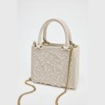 Pearl Mini Duffel HandBag, Women's Crossbody Bag with Chains, Fashionable Small Tote Bag Ladies Luxury Designer Bags