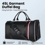 45L Garment Duffel Bag for Men, Suit Travel Bag with Hanging Garment Compartment, Waterproof Weekender Bag
