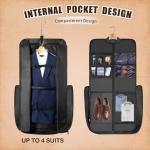 Garment Bag for Travel Large Carry On Suit Bag for Business Up to 4 Suits Wrinkle Free Garment Bag for Hanging Clothes with Sho