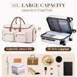 Convertible Garment Bag for Travel PU Leather Carry On Garment Duffle Bag for Men Women 2 in 1 Suit Travel Bags for Hanging Clo