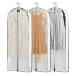 3 Pack Garment Bags for Hanging Clothes Storage Clear Suit Dress Bags with Zippers for Travel Moving Breathable Closet Storage