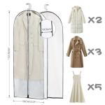 3 Pack Garment Bags for Hanging Clothes Storage Clear Suit Dress Bags with Zippers for Travel Moving Breathable Closet Storage
