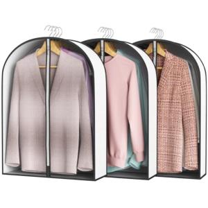 32" Garment Bags for Hanging Clothes 4" Gusseted - with Clear Window Breathable Fabric Metal Zipper Suit Coat Fur Protector for
