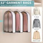 32" Garment Bags for Hanging Clothes 4" Gusseted - with Clear Window Breathable Fabric Metal Zipper Suit Coat Fur Protector for