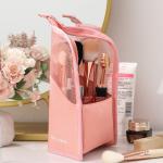 HOMEFISH 1 Pc Stand Cosmetic Bag for Women Clear Zipper Makeup Bag Travel Female Makeup Brush Holder Organizer Toiletry Bag