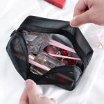 1PC Travel Black Mesh Cosmetic Bag Zipper Makeup Bag For Women Wash Toiletry Bag Makeup Organizer Portable Storage Pouch