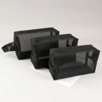 1PC Travel Black Mesh Cosmetic Bag Zipper Makeup Bag For Women Wash Toiletry Bag Makeup Organizer Portable Storage Pouch