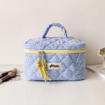 Plaid Cosmetic Bag Set Simple Style Large Capacity Portable Cosmetic Tools Storage Bag for Home Bathroom Toiletry Bag