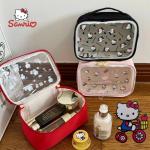 Sanrio Hello Kitty Cute Travel Portable Makeup Bag Large Capacity Toiletry Storage Bag Kawaii Y2K Transparent Cosmetic Bag Gifts