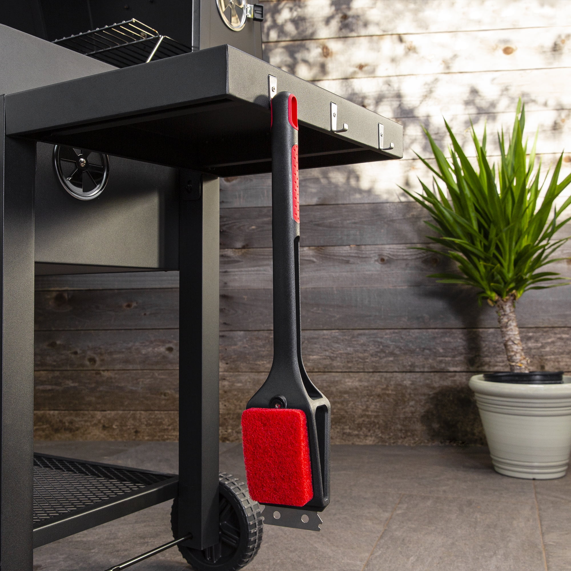 3 in 1 Grill Brush with Steel Scraper