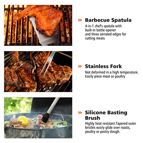 27PCs Stainless Steel BBQ Grill Tools Set, Grilling Kit