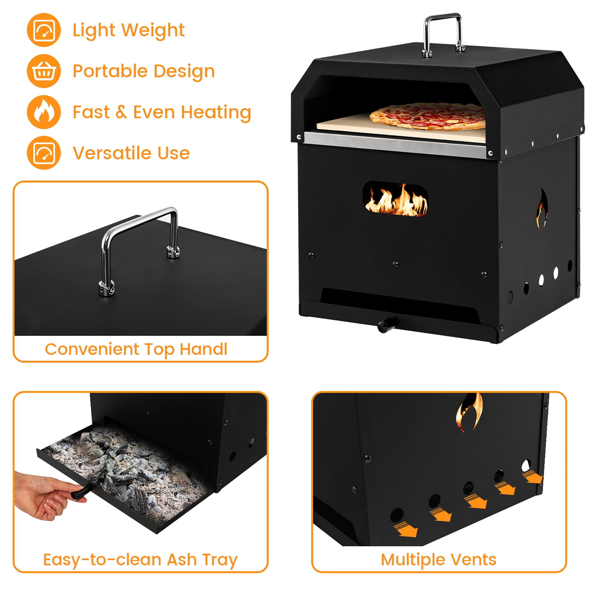 Costway 4-in-1 Outdoor Pizza Oven, Black