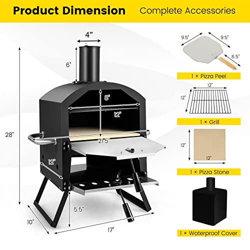 Giantex Outdoor Pizza Oven with Stone and Cover