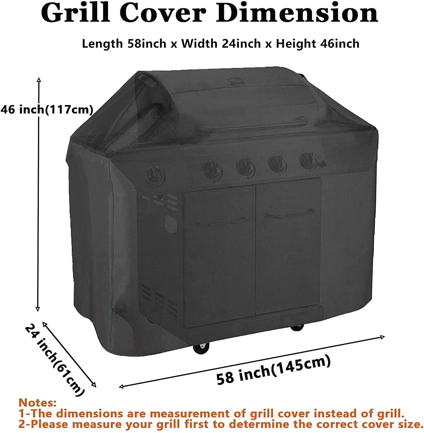 Waterproof BBQ Grill Cover, 58-inch, Heavy Duty