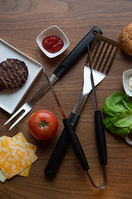 3 Piece Stainless Steel BBQ Grill Tool Set