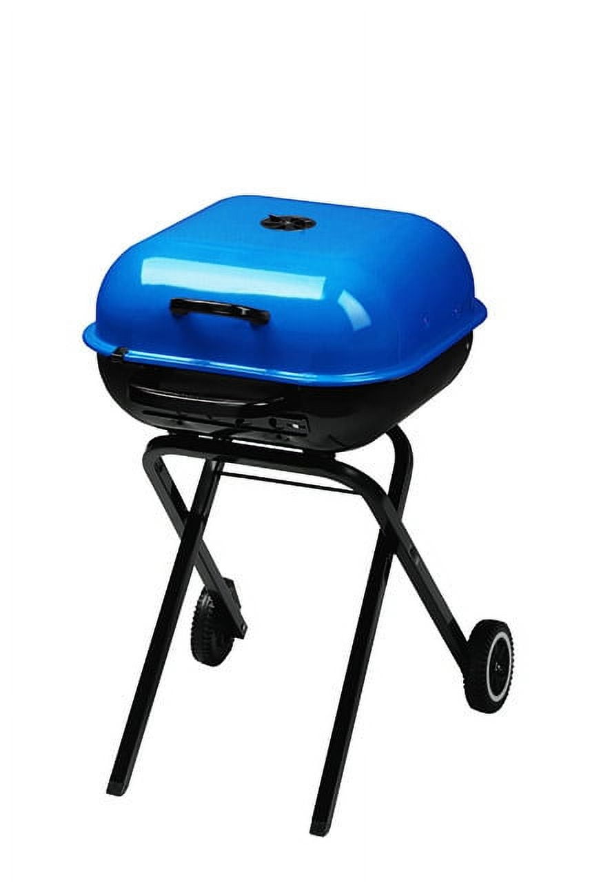 Portable Blue Charcoal Grill - Americana Walk-A-Bout BBQ