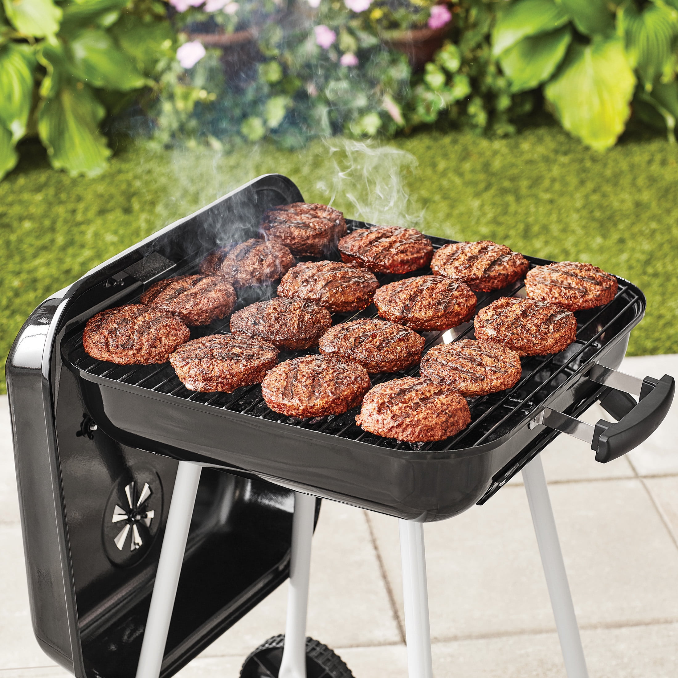 17.5" Square Charcoal Grill with Wheels - Black