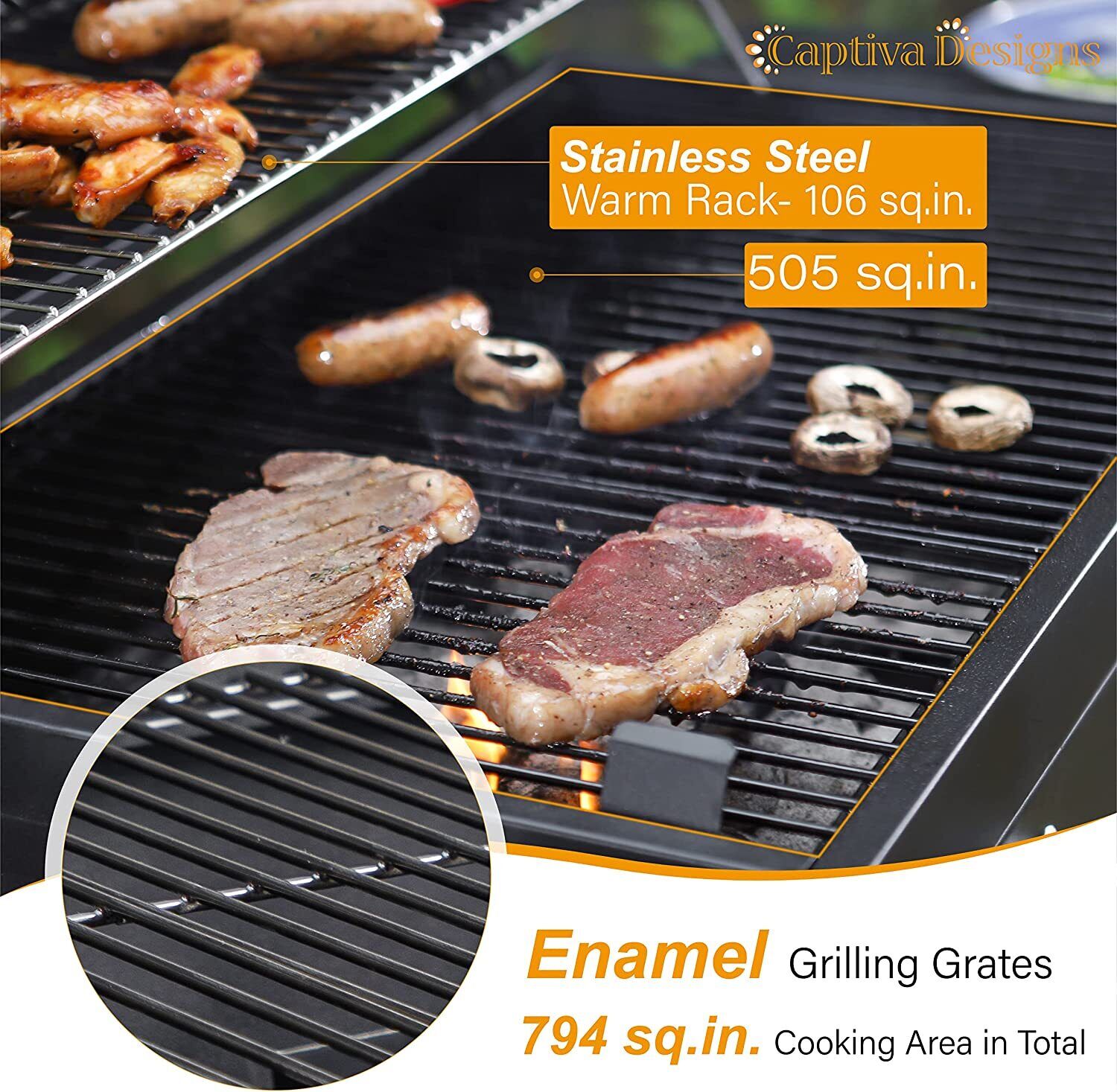 Oversize Heavy Duty Charcoal BBQ Grill with Trays