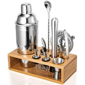Stylish 10-Piece Cocktail Shaker Set with Stand