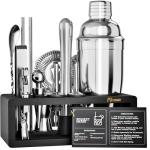 15-Piece Bartender Kit with Stand - Silver Set
