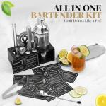 15-Piece Bartender Kit with Stand - Silver Set