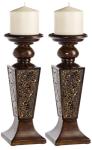 Elegant Mosaic Pillar Candle Holders Set