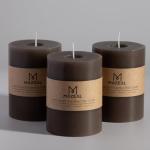 Taupe Gray Dripless Pillar Candle Set of 3