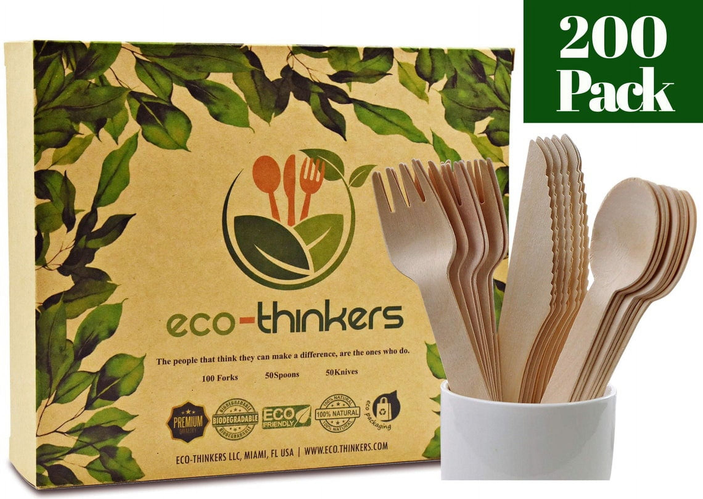 Eco-Friendly Wooden Cutlery Set - 200 Pieces