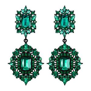 Vintage Art Deco Green Crystal Chandelier Earrings