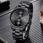Stylish Black and Grey Men's Quartz Chronograph Watch